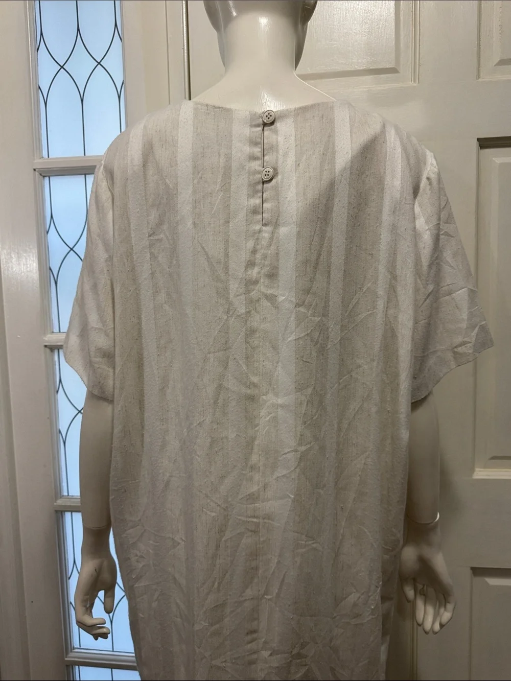 SCHRADER II Vintage white/cream Striped Midi Dress 80s Cotton Button Down Sz 18W